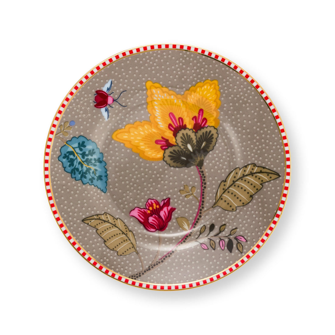 klein gebaksbordje pip studio beige met bloemen.