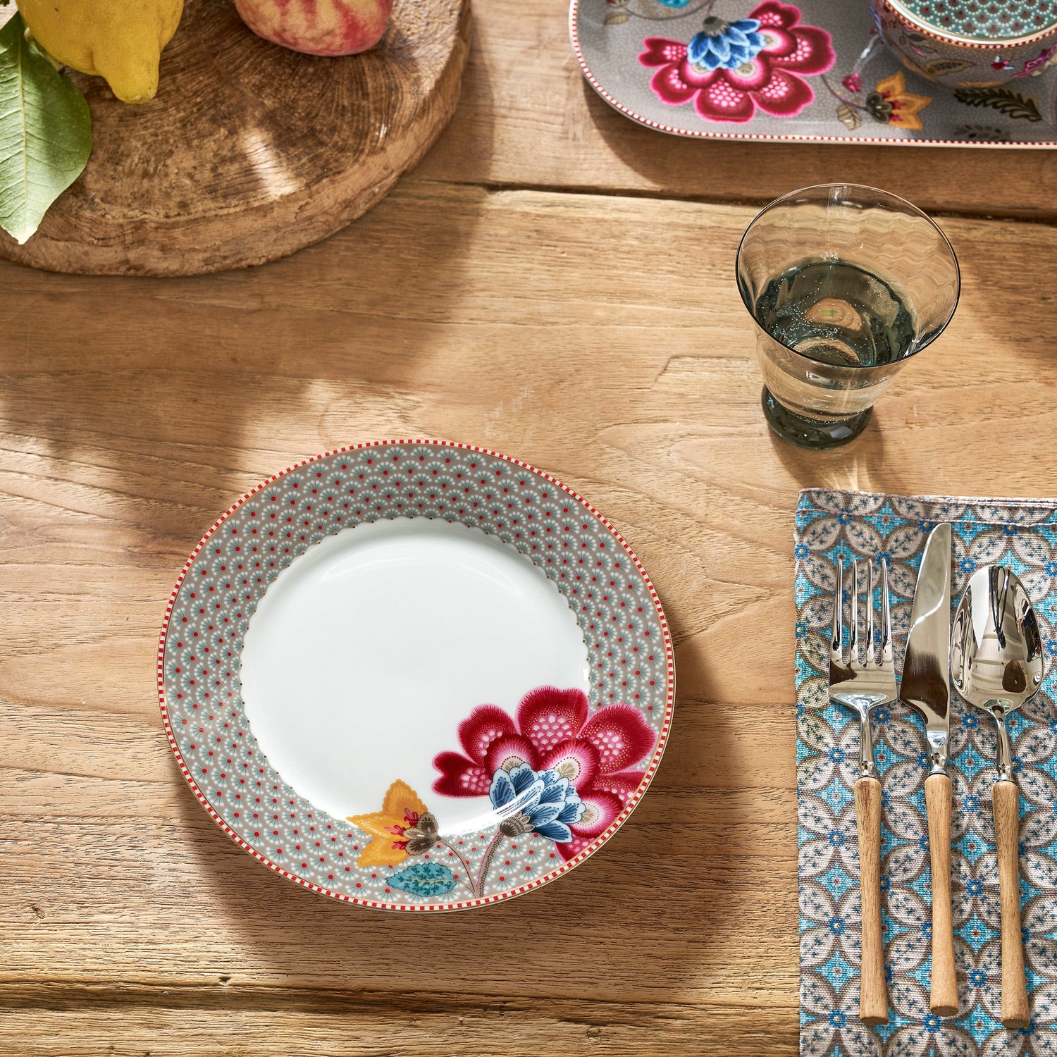 Set van vier ontbijtborden Pip Studio Blooming Tales bruin