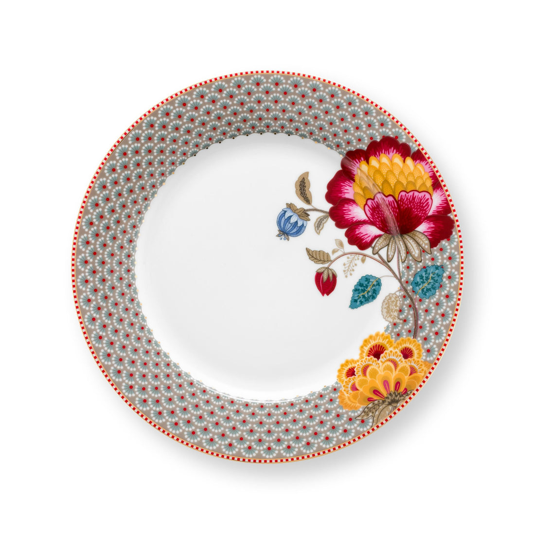 Decorative plate with floral design on a white background