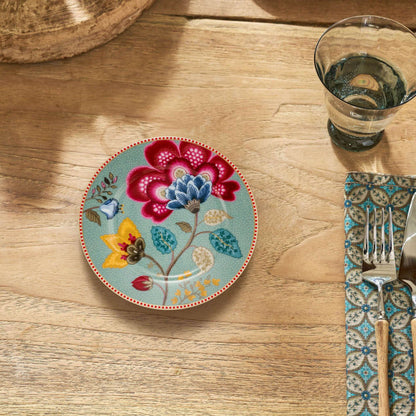 Gebaksbord blauw op tafel Pip Studio Blooming tales Blue