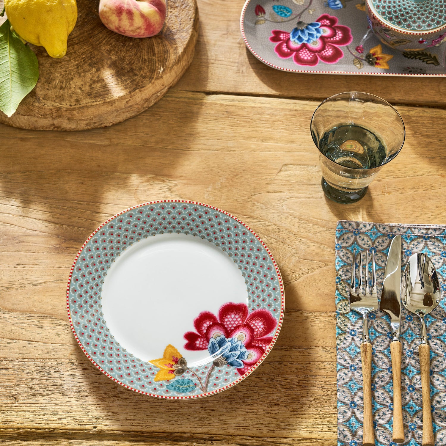Pip Studio Blooming Tales Fantasy Blue ontbijtborden set 6 personen