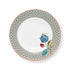 Diep bord blauw voor soep, pasta of salade. blauwe rand met rood schelppatroon. met bloem Pip Studio Blooming Tales Fantasy diameter 21.5cm. Handwas