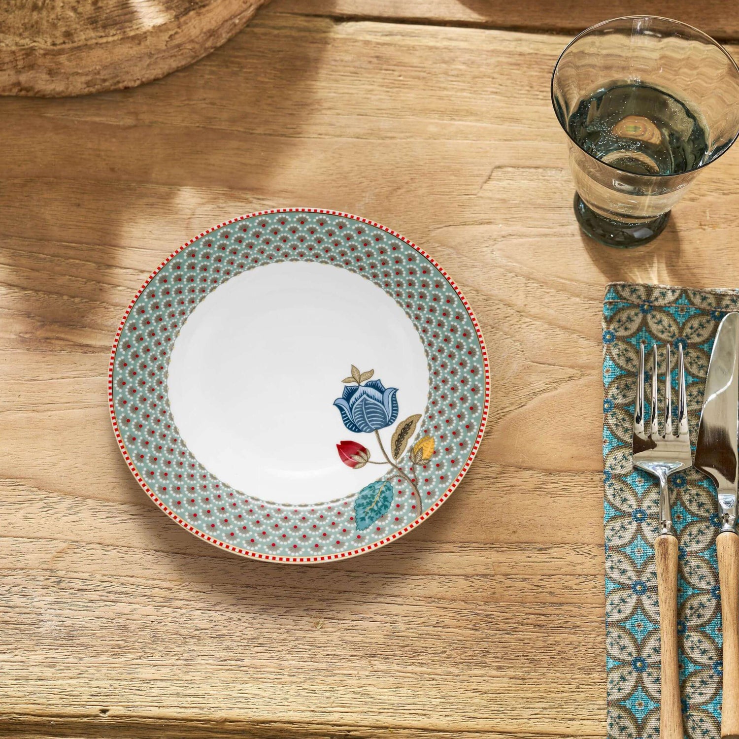 Blauw Diepbord voor soep of pasta Pip Studio Blooming Tales Blue