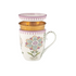 Pip Studio Lily & Lotus theemok met bloemmotief en lila rand, met uitneembaar theefilter en deksel