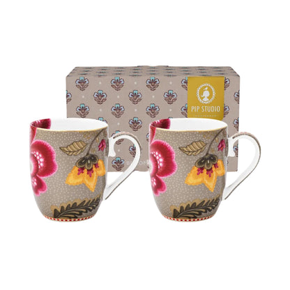 Pip Studio beige kleine mokjes 145ml. porselein, in cadeaudoos vepakt.