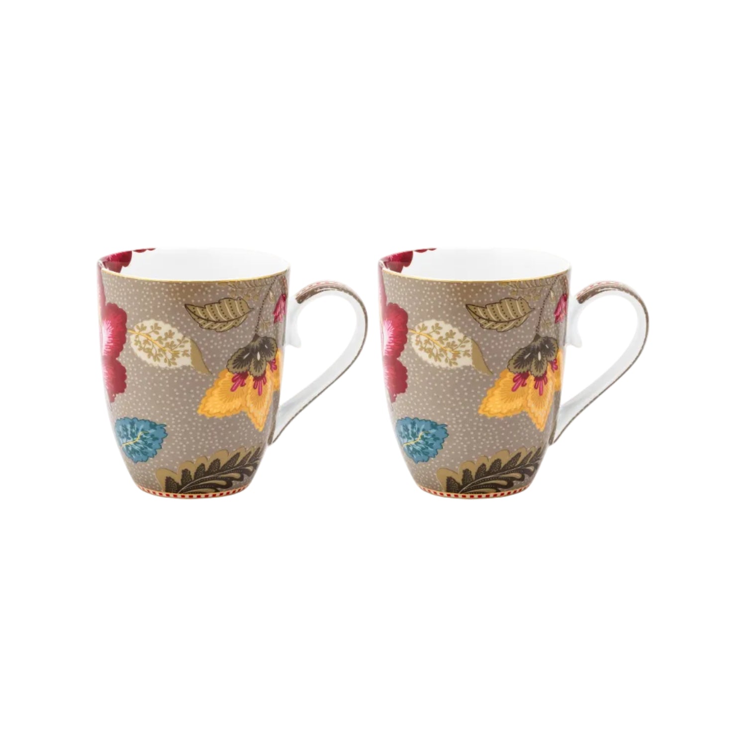 Pip Studio mokken set Large 350ml beige bloemen Blooming Tales