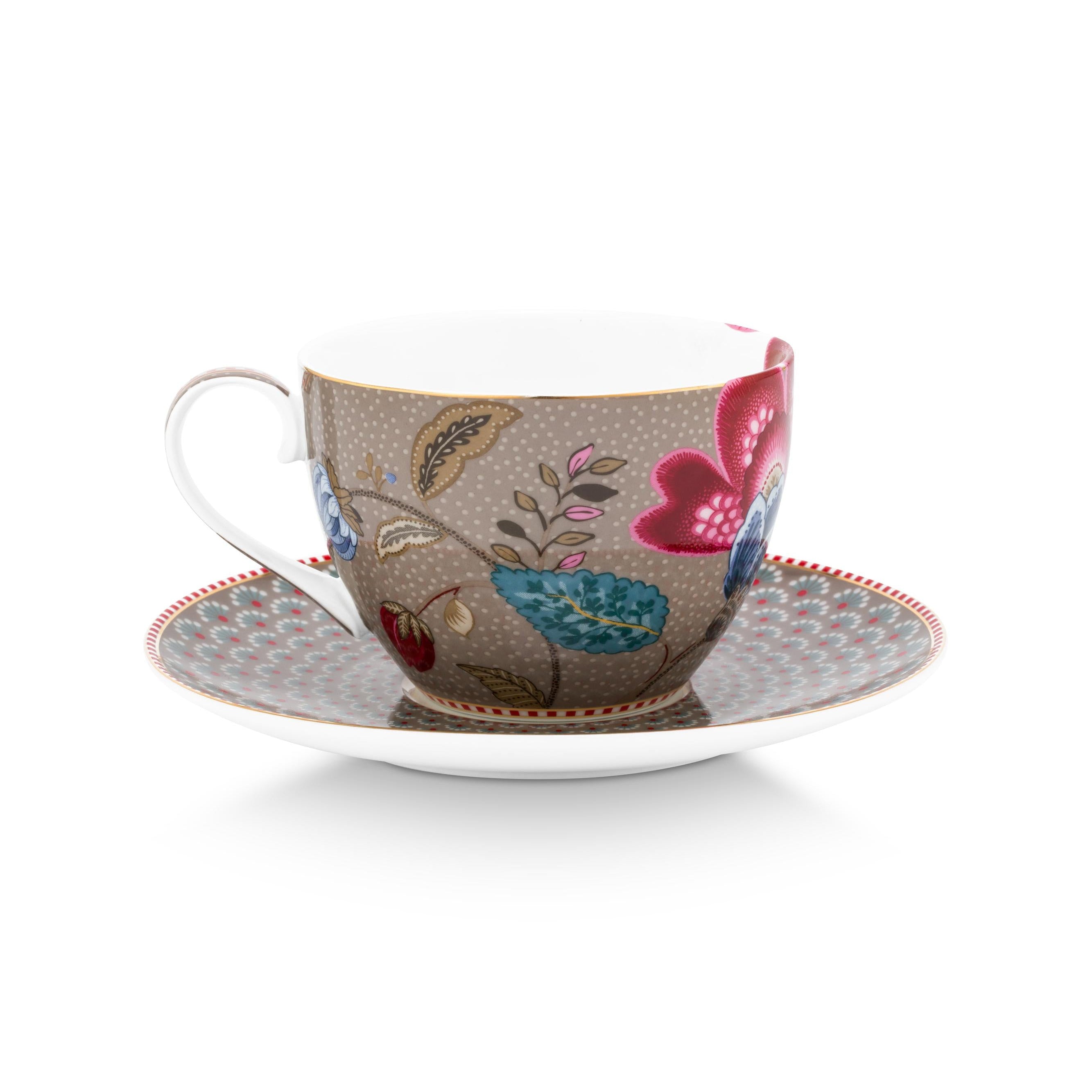 Pip Studio Blooming Tales Khaki Kop en schotel Set/2  - 300ml