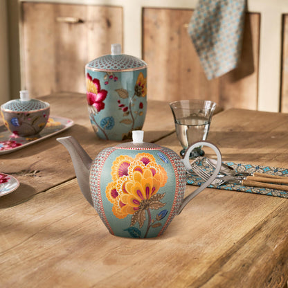 Pip Studio Blooming Tales Fantasy Theeset – Theepot 1.6L &amp; 2 Mokken Blauw