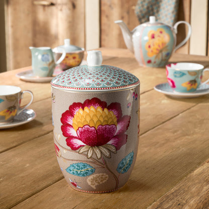 Pip Studio Blooming Tales Khaki Bruin Voorraadpot - 1.5L