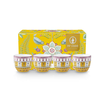 Pip studio gele eierdoppen set van 4 Lily en lotus