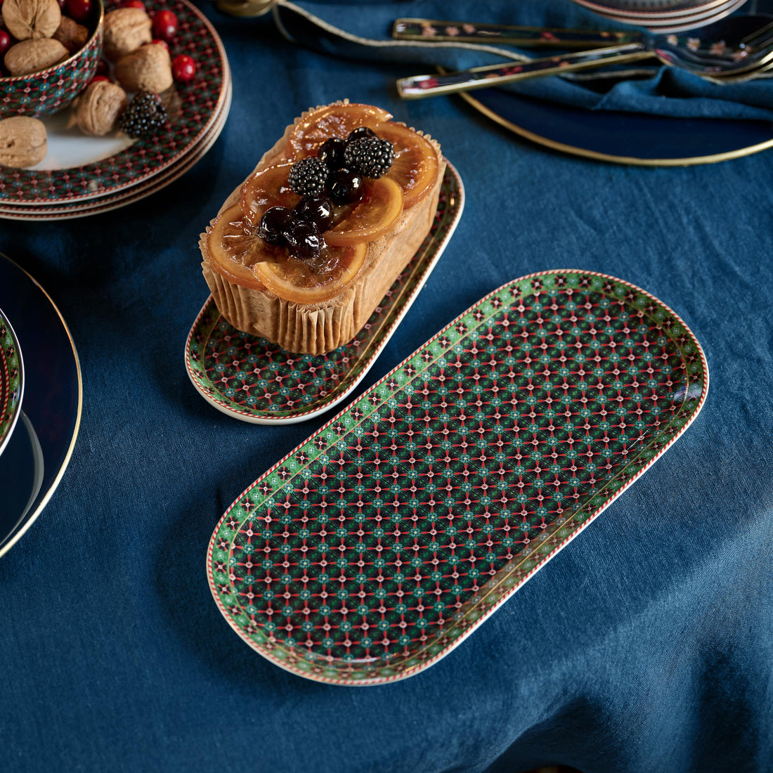 Pip Studio Berry Blues bundel – ontbijtborden, taartplateau &amp; serveerschaal