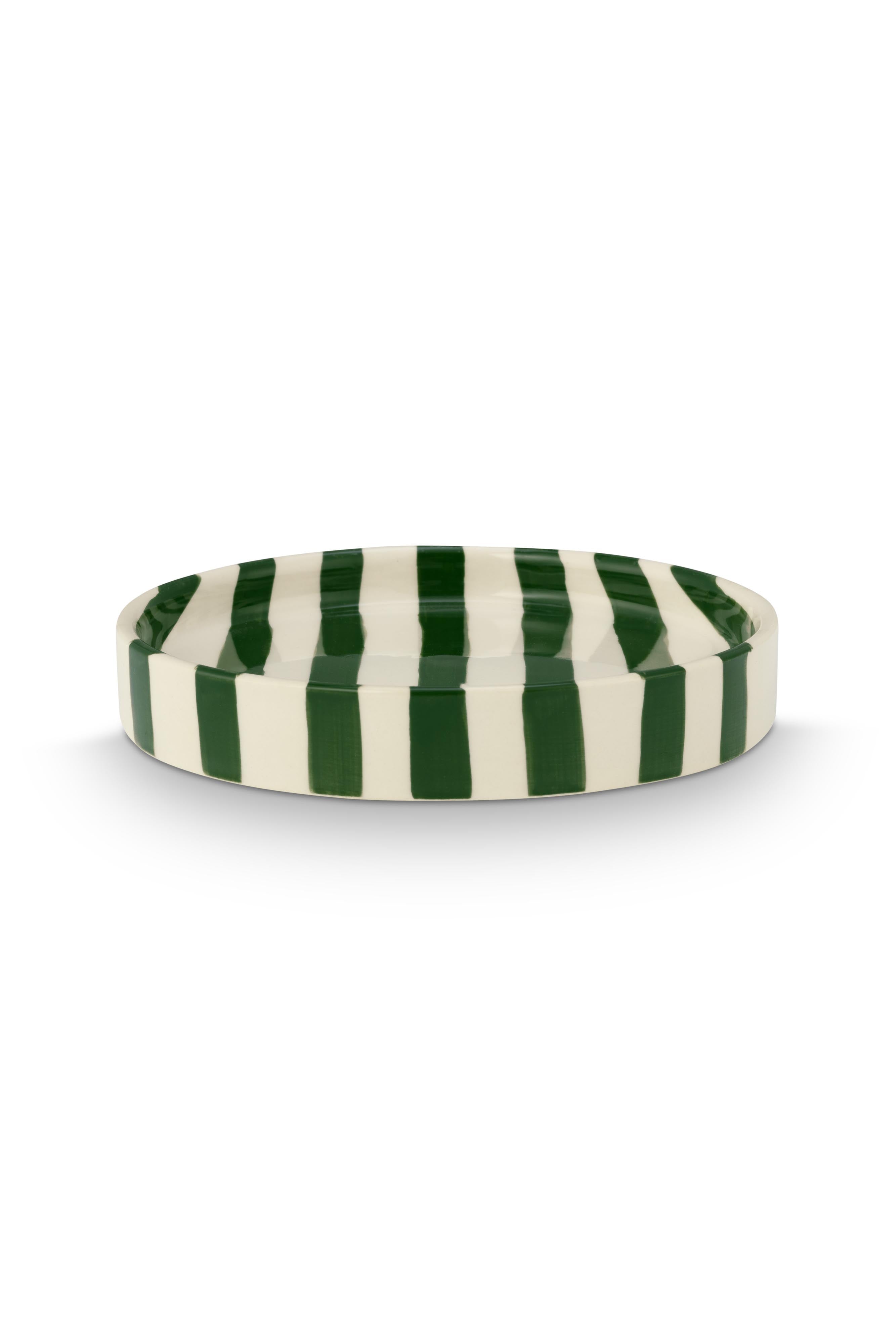 VT Wonen Stripes Gebaksbord 13 cm Groen