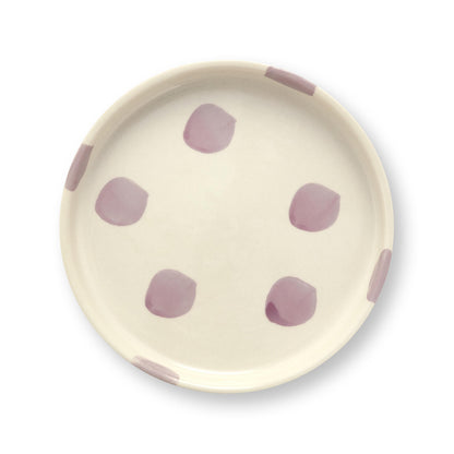 VT Wonen gebaksbord Dots in paars – handgeschilderd stoneware Ø13 cm
