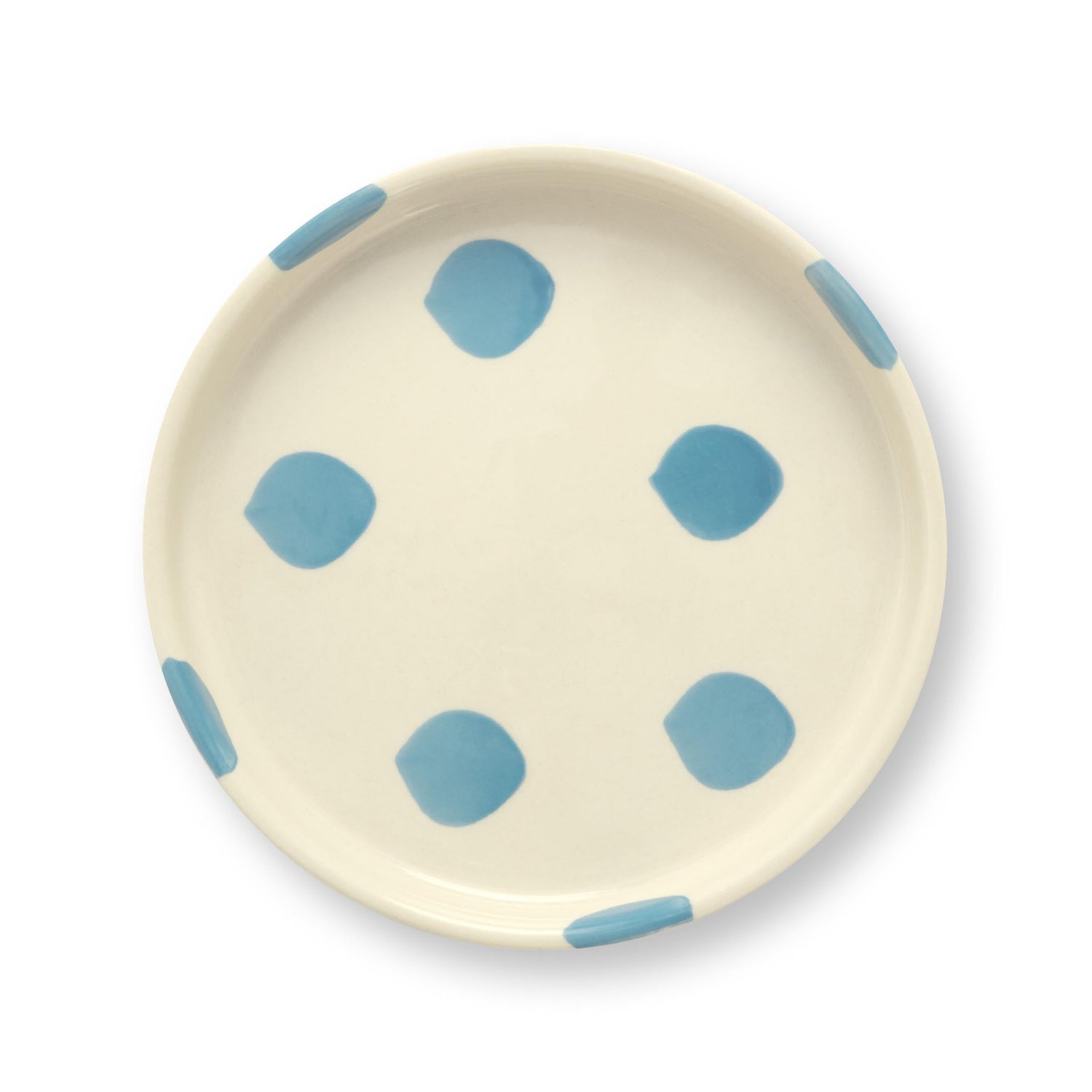 VT Wonen gebaksbord Dots in licht blauw – handgeschilderd stoneware Ø13 cm