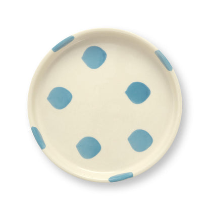 VT Wonen gebaksbord Dots in licht blauw – handgeschilderd stoneware Ø13 cm