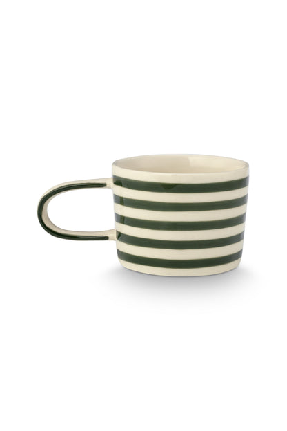 VT Wonen Stripes Mok Groen 350 ml – Keramiek Handbeschilderd