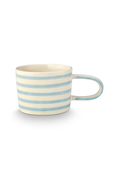 VT Wonen Stripes Mok Blauw 350 ml – Keramiek Handbeschilderd