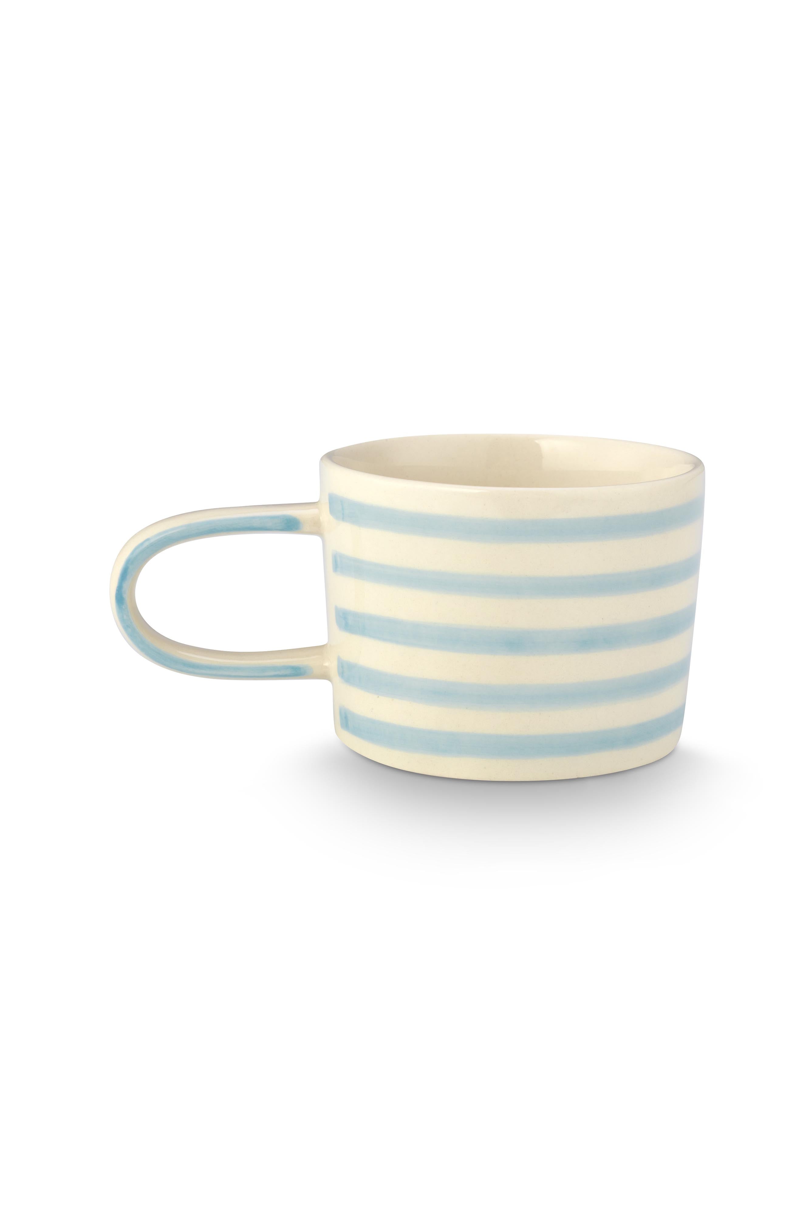 VT Wonen Stripes Mok Blauw 350 ml – Keramiek Handbeschilderd