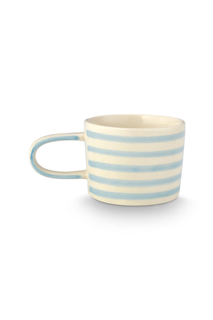 VT Wonen Stripes Mok Blauw 350 ml – Keramiek Handbeschilderd