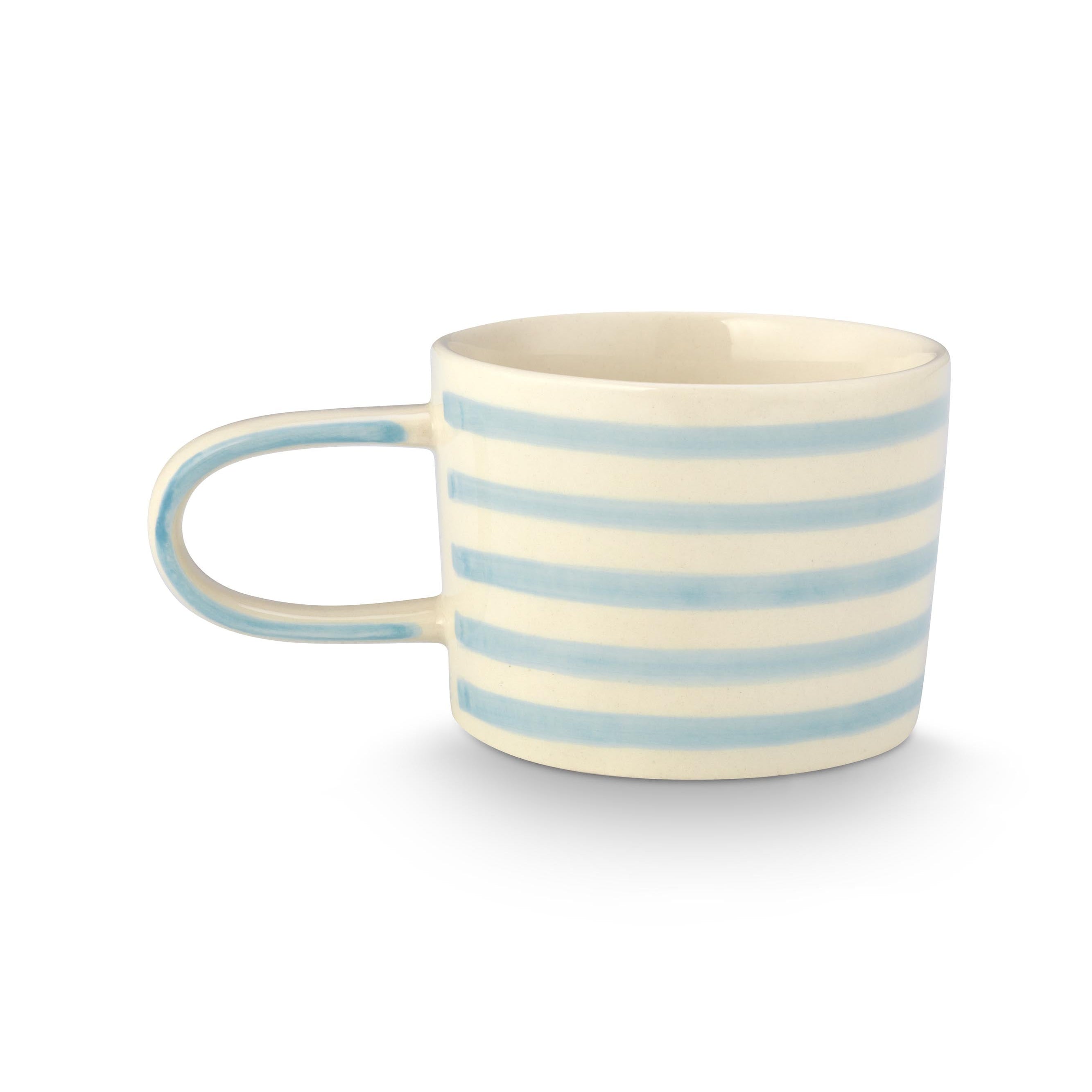 VT Wonen mok Stripes 350 ml in blauw, handgeschilderd stoneware