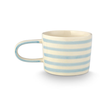 VT Wonen mok Stripes 350 ml in blauw, handgeschilderd stoneware
