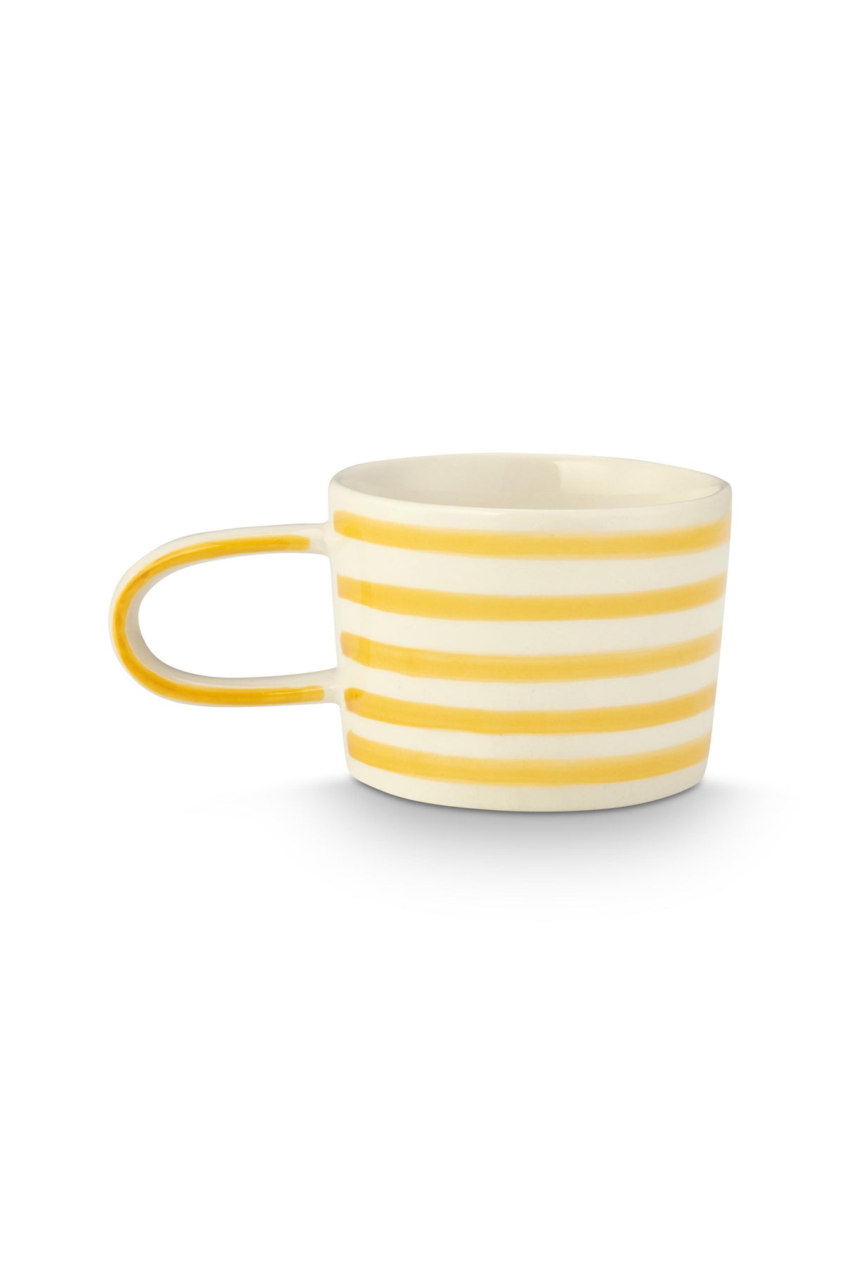 VT Wonen Stripes Mok Geel 350 ml – Keramiek Handbeschilderd