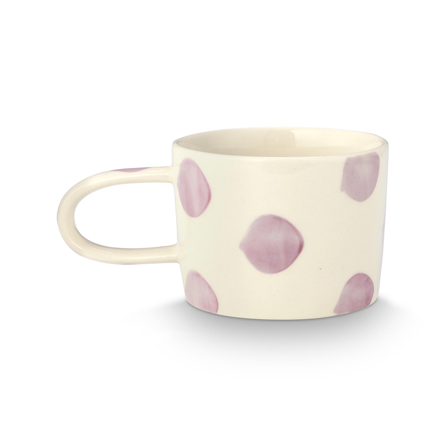 VT Wonen mok Dots 350 ml in lila, handgeschilderd stoneware met stippen