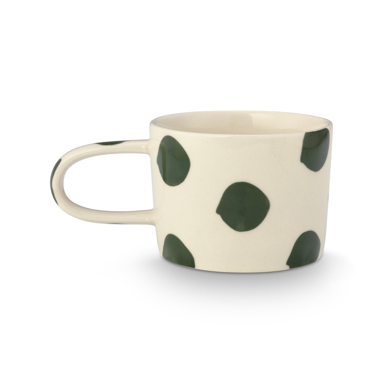 VT Wonen mok Dots 350 ml in groen, handgeschilderd stoneware met stippenpatroon