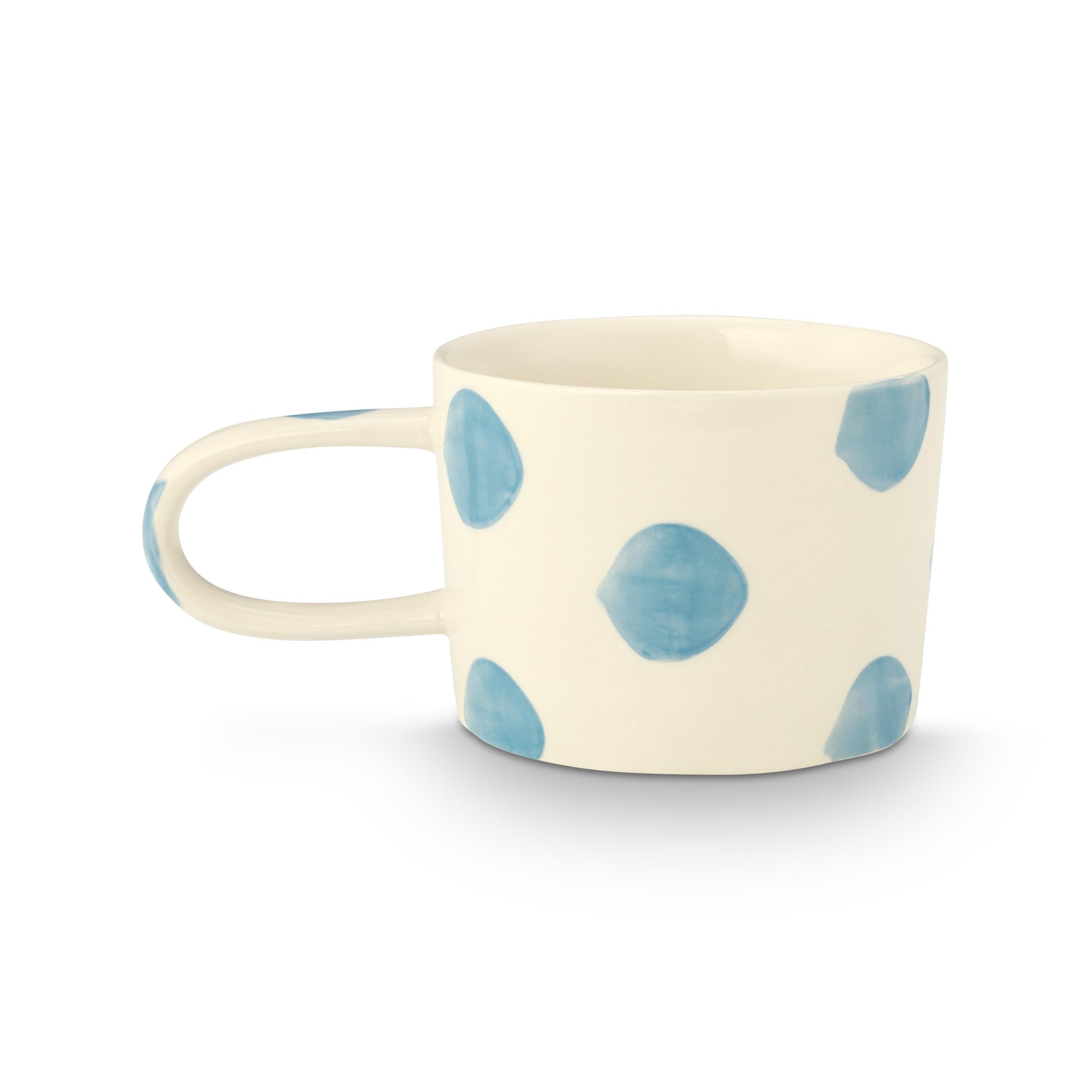 VT Wonen mok Dots 350 ml in blauw, handgeschilderd stoneware met stippen