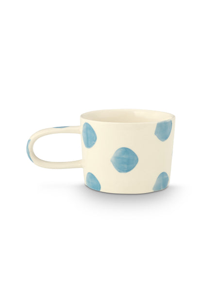 VT Wonen Dots Mok Blauw 350 ml – Keramiek Handbeschilderd