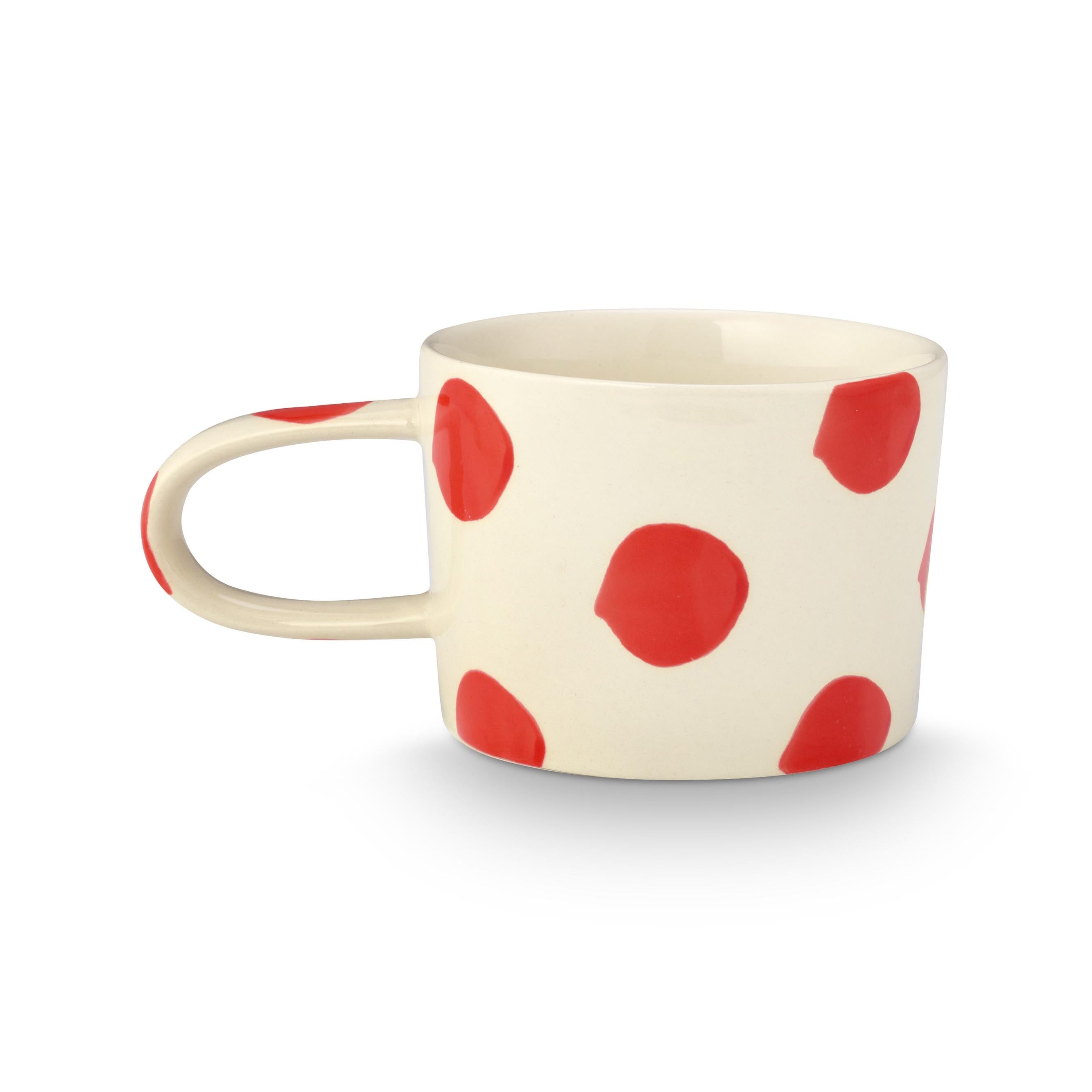 VT Wonen mok Dots 350 ml in rood, handgeschilderd stoneware met speelse stippen