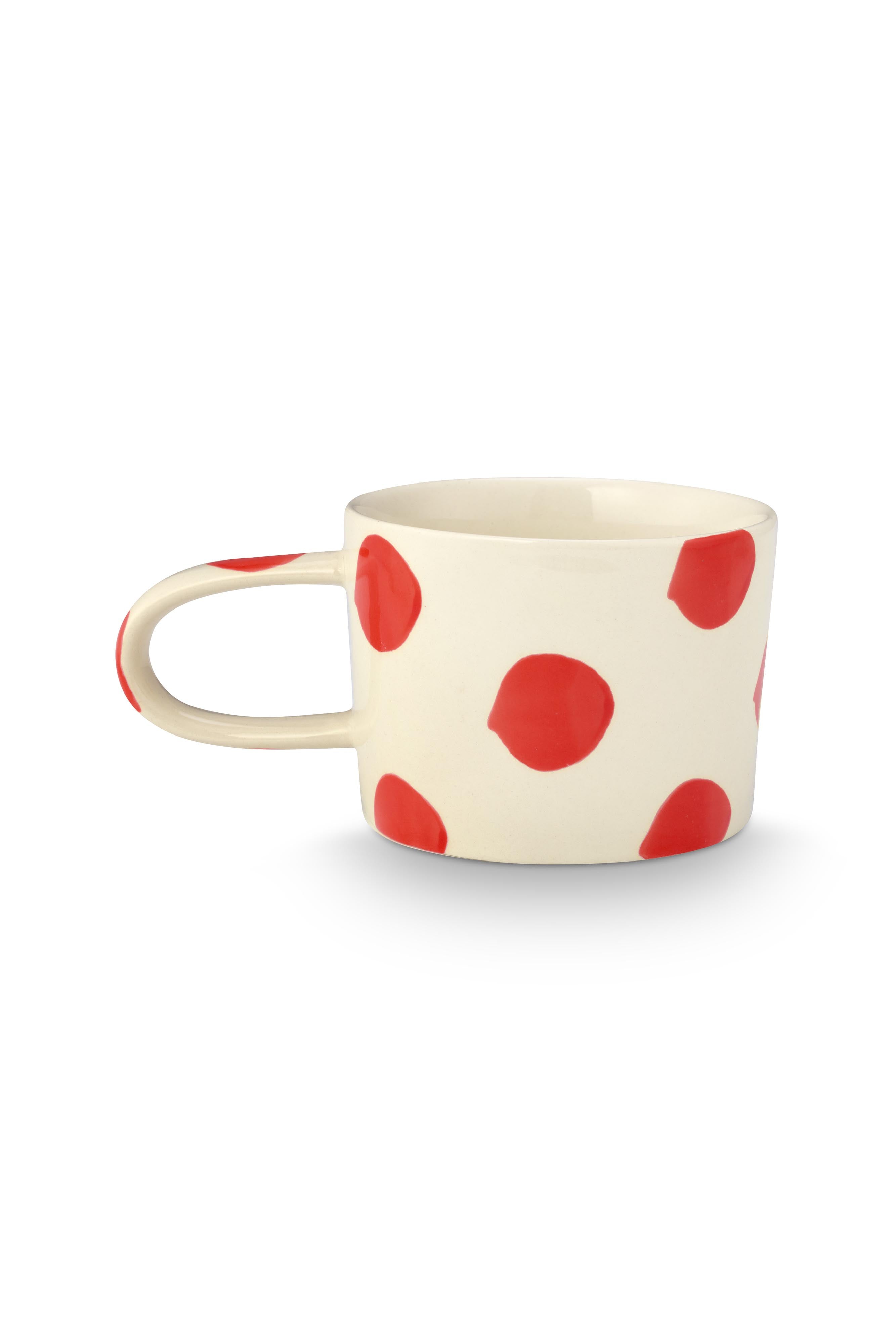 VT Wonen Dots Mok Rood 350 ml – Keramiek Handbeschilderd