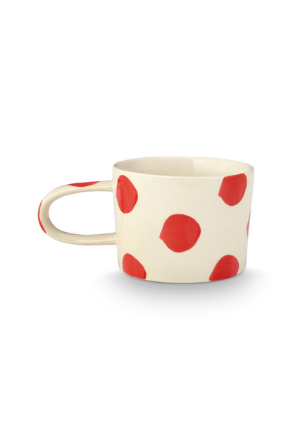 VT Wonen Dots Mok Rood 350 ml – Keramiek Handbeschilderd