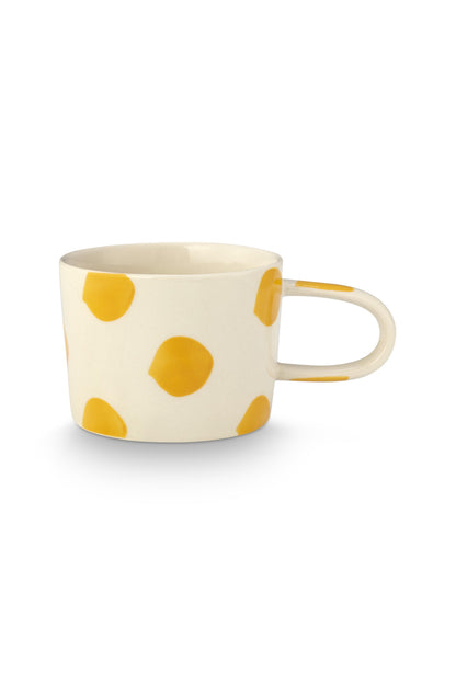 VT Wonen Dots Mok Geel 350 ml – Keramiek Handbeschilderd