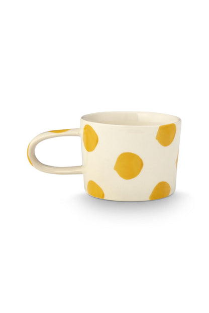 VT Wonen Dots Mok Geel 350 ml – Keramiek Handbeschilderd