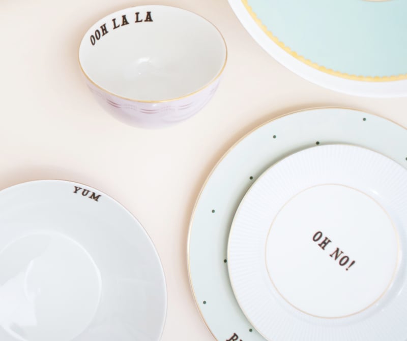 Yvonne Ellen Frühstücksteller mit Slogan, 4er-Set – Ø 20 cm