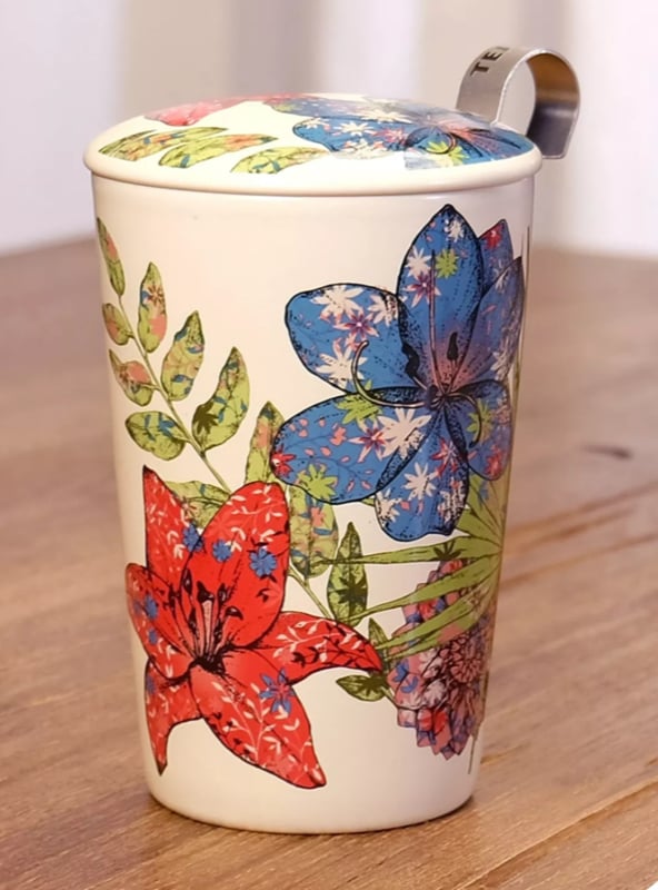 Eigenart Teaeve Cheerful dubbelwandige beker van porselein met deksel en roestvrijstalen zeef, BPA-vrij, 350 ml, 80061 Eigenart Teaeve Cheerful dubbelwandige beker van porselein met deksel en roestvrijstalen zeef, BPA-vrij, 350 ml, 80061