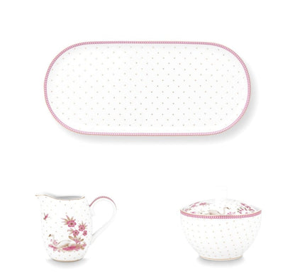Pip Studio Jolie Pink Set van 3 - Suikerpot, Melkkannetje en Bordje