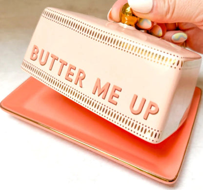 Botervloot roze met oranje. porselein. butter me up Yvonne Ellen London. Alleen handwas