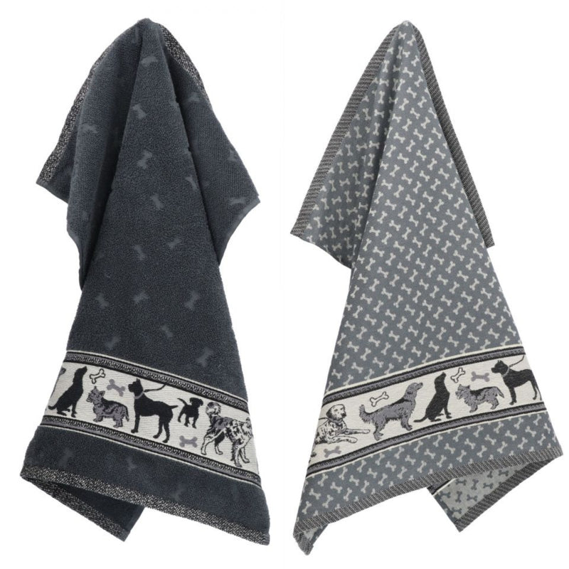 Bunzlau Castle Handdoek en Theedoek Set Honden - Antraciet