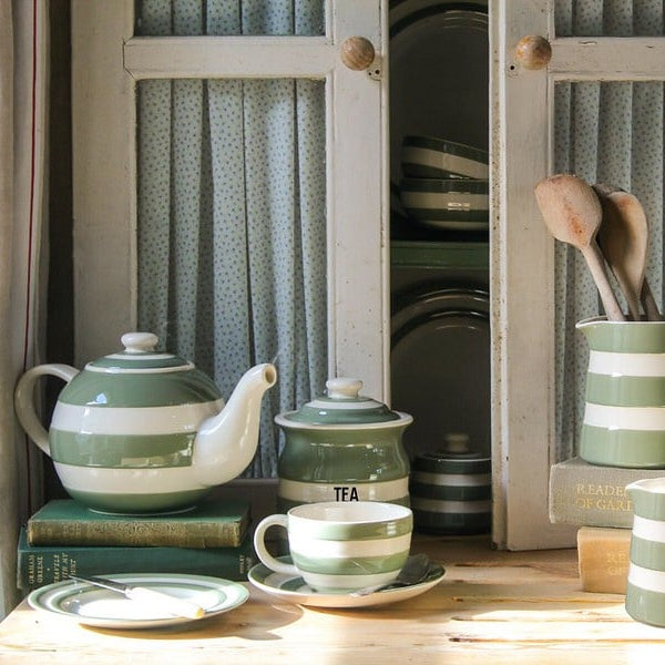 Collectie Groen Wit gestreept servies Cornishware Willow Green