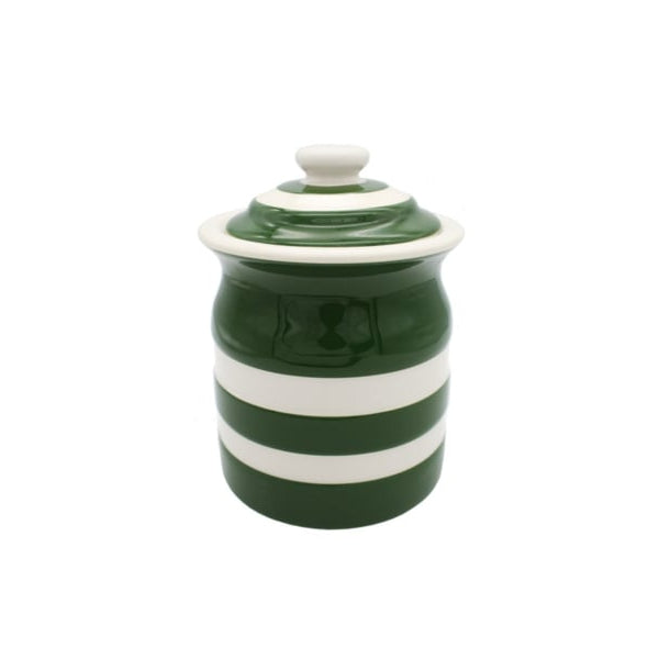 Cornishware Adder Green Voorraadpot - handbeschilderde donkergroene strepen - voor het bewaren van koffie, rijst of suiker - luchtdicht siliconen ring - losse deksel - aardewerk