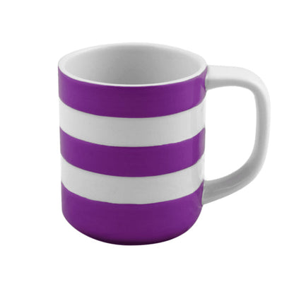 Paars Wit gestreepte Blackberry Mok van Cornishware Colours. Inhoud 280ml. vaatwasserbestendig