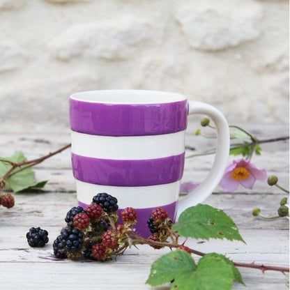 Blackberry Mok Paars Wit gestreepte aardewerk 340ml. Vaatwasserbestendig Cornishware Colours