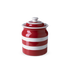 Cornishware Red Voorraadpot - Rood Wit Gestreept - handbeschilderde Rode strepen - voor het bewaren van koffie, rijst of suiker - luchtdicht siliconen ring - losse deksel - aardewerk