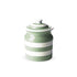 Cornishware willow green Voorraadpot - handbeschilderde salie groen strepen - voor het bewaren van koffie, rijst of suiker - luchtdicht siliconen ring - losse deksel - aardewerk