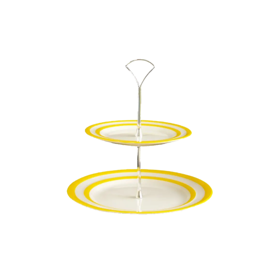 Cornishware Yellow Cakestand 2 tier - Geel wit gestreepte etagere 2 lagen