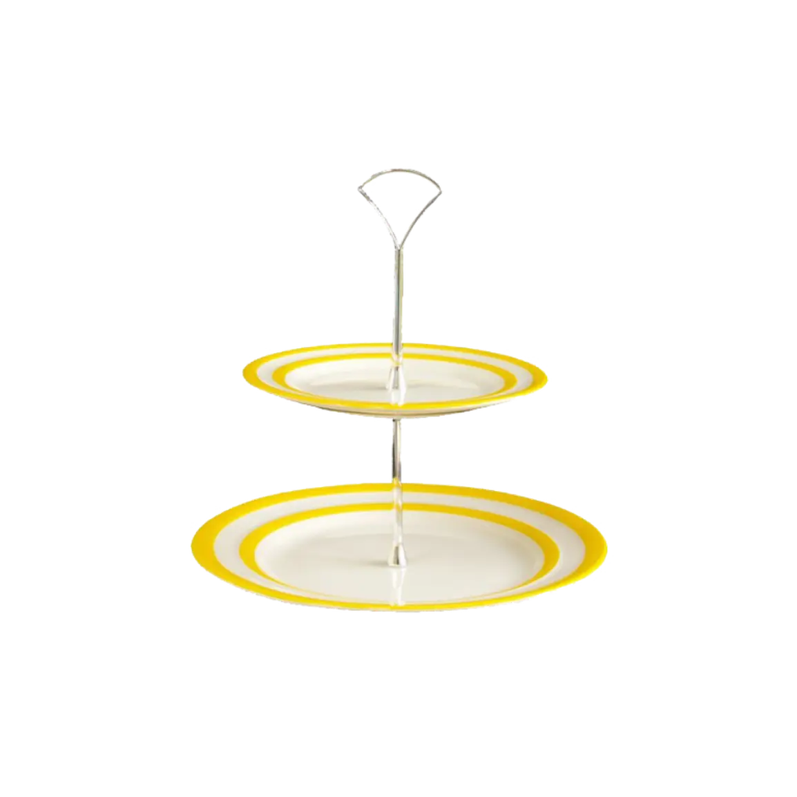 Cornishware Yellow Cakestand 2 tier - Geel wit gestreepte etagere 2 lagen