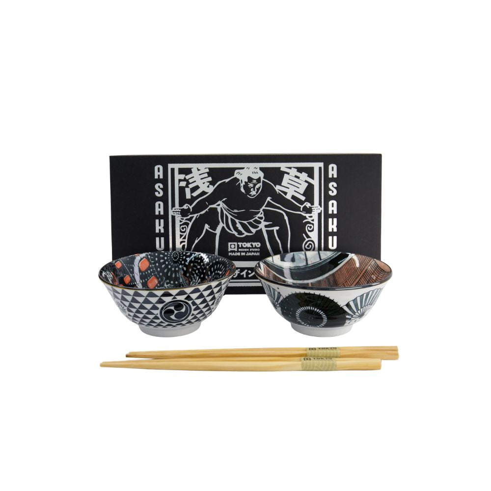 Asakusa Tayo Kommen Set Geisha – Set van 2 | Tokyo Design Studio zijkant met cadeaudoos