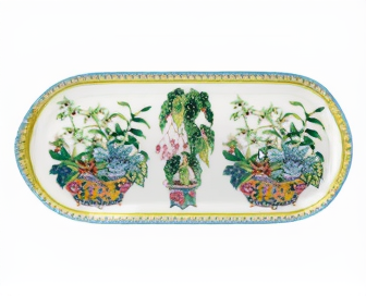 witte serveerschaal met planten in pot van maxwell en williams